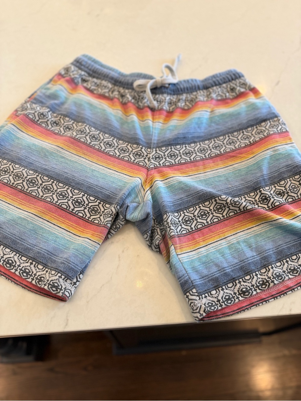 Men's  RETROFIT Multicolor surfer hippie Striped Casual super soft Shorts XL